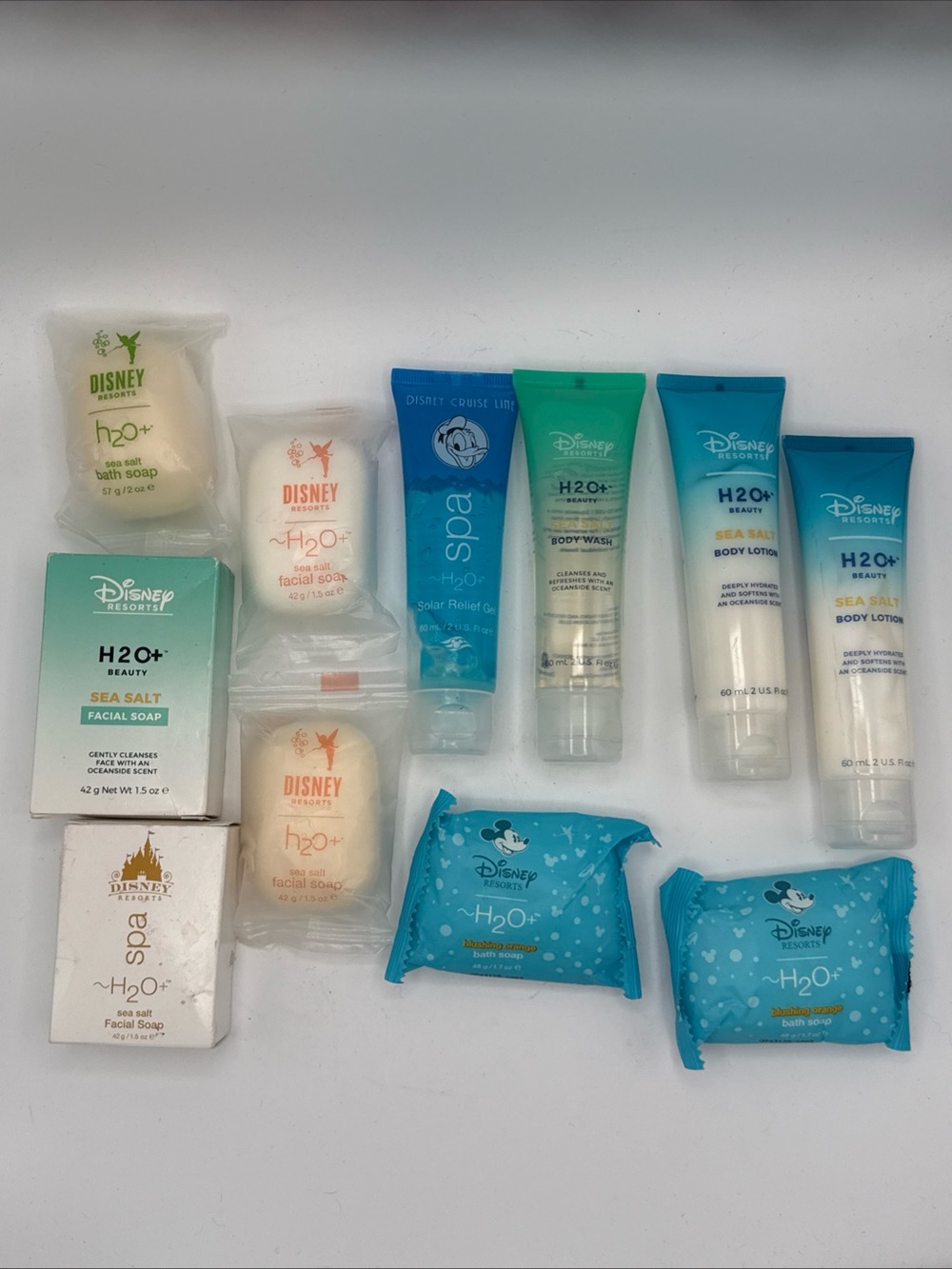 Lot Of 11 Disney Resorts H2O + Sea Salt Bath & Facial Soap Body Lotion Travel Sz